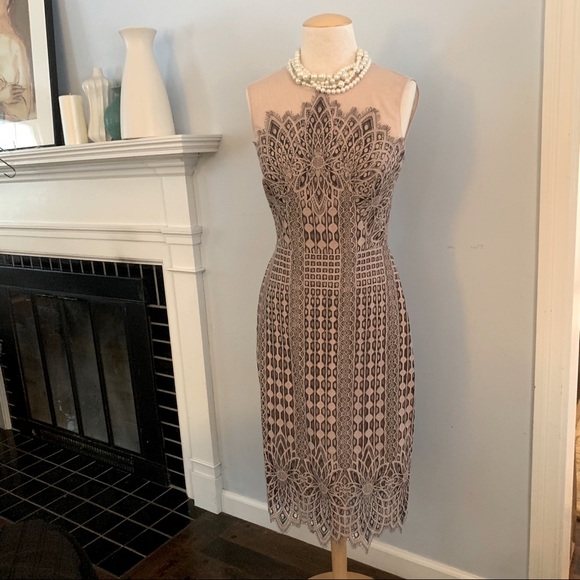 BCBGMaxAzria Dresses & Skirts - BCBG MaxAzria blush & black lace dress NEW nude